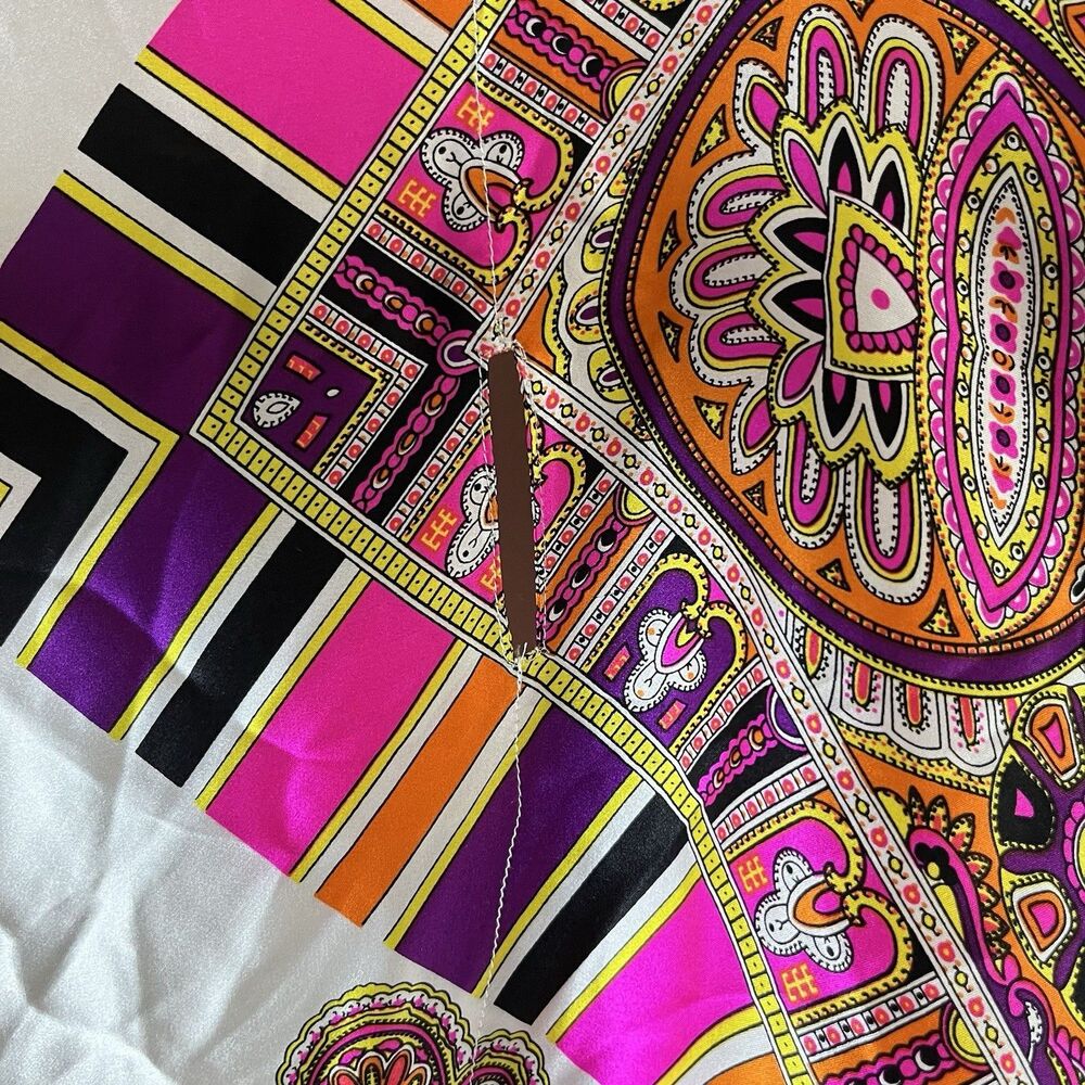 Vintage Cache 100% Silk Kaftan Dress Sz S Colorful NO BELT Boho - Picture 5 of 9
